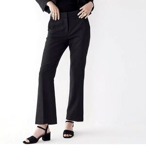 J.Crew Willa Flare Cropped Pants Black Trousers High Rise Italian City Wool Sz 6